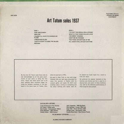 Art Tatum : Solos 1937 (LP, Album)
