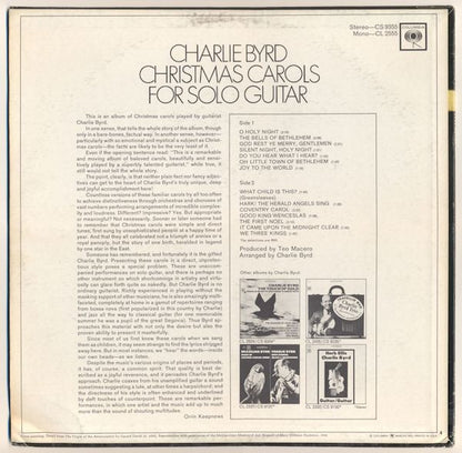Charlie Byrd - Christmas Carols For Solo Guitar (LP, Album, Mono)