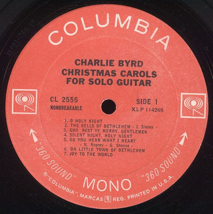 Charlie Byrd - Christmas Carols For Solo Guitar (LP, Album, Mono)