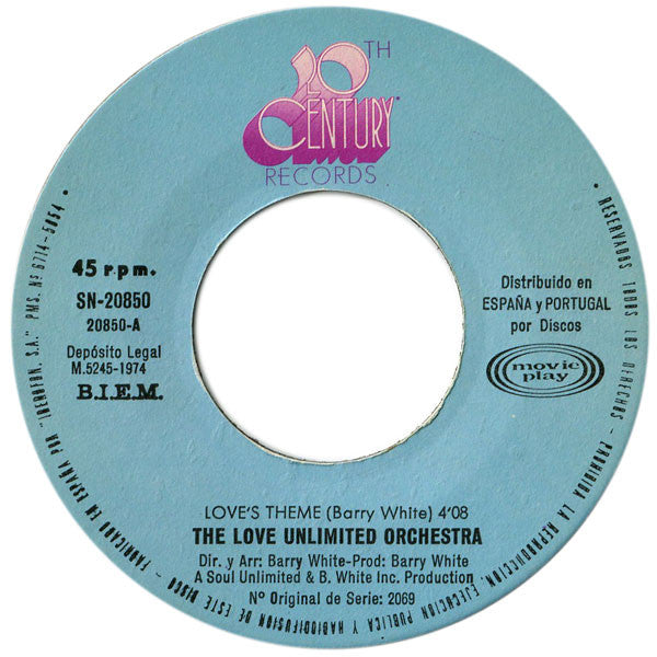 Love Unlimited Orchestra : Love's Theme (7", Single)