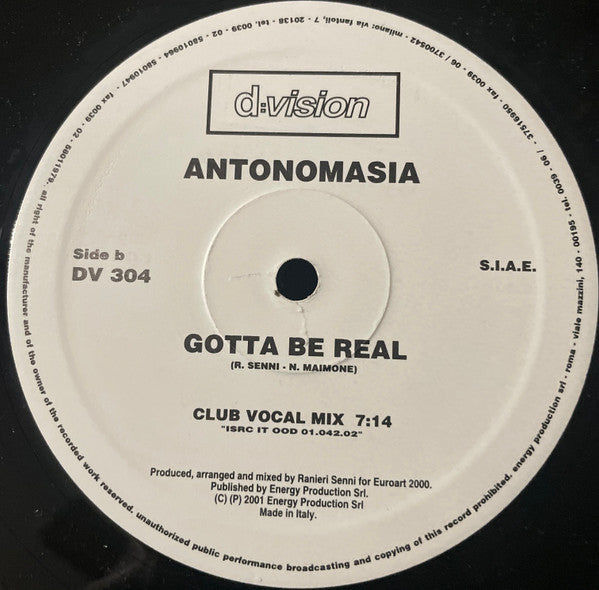 Antonomasia : Gotta Be Real (12")