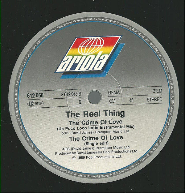 The Real Thing : The Crime Of Love (12", Maxi)