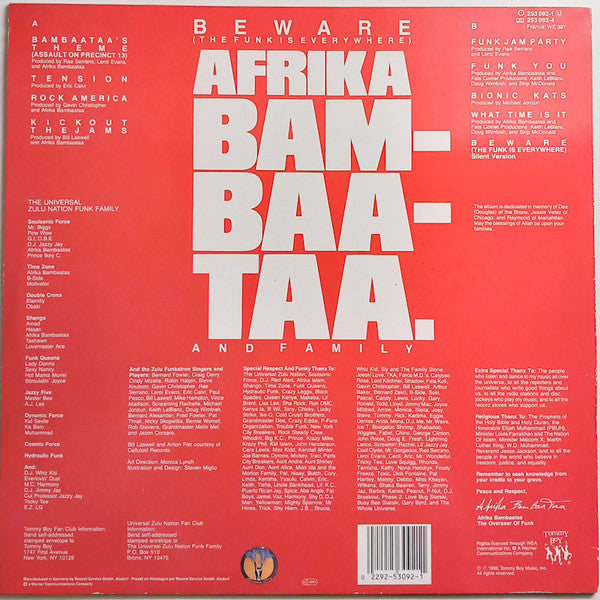 Afrika Bambaataa & Family : Beware (The Funk Is Everywhere) (LP, Album)