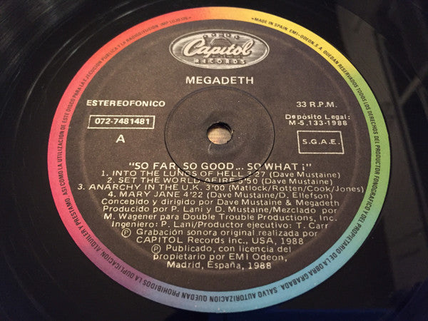 Megadeth : So Far, So Good... So What! (LP, Album)