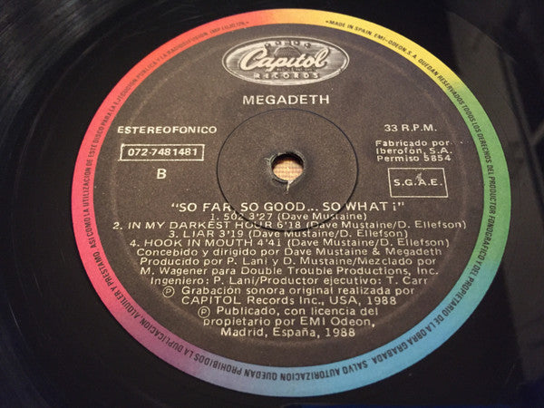 Megadeth : So Far, So Good... So What! (LP, Album)
