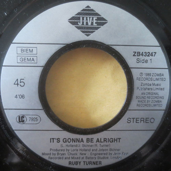 Ruby Turner : It's Gonna Be Alright (7", Single)