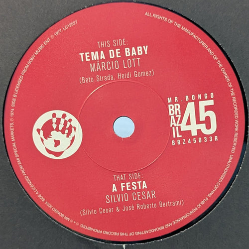 Marcio Lott / Silvio Cesar - Tema De Baby / A Festa (7", Single, RE, RM)