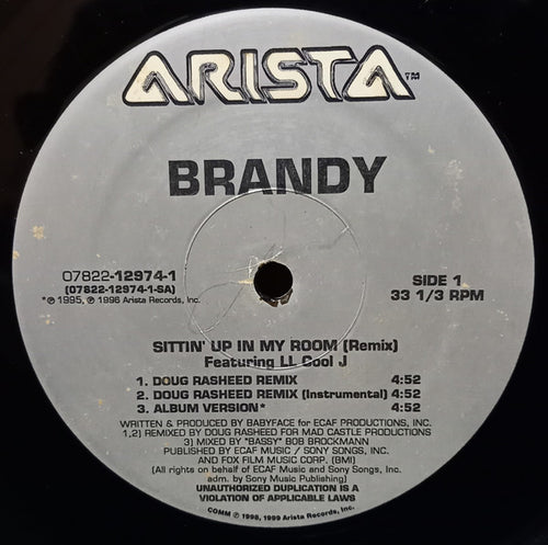 Brandy  - Sittin' Up In My Room (Remix) (12", Single)