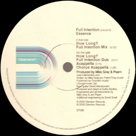 Full Intention Presents Essence (12) : How Long? (12")