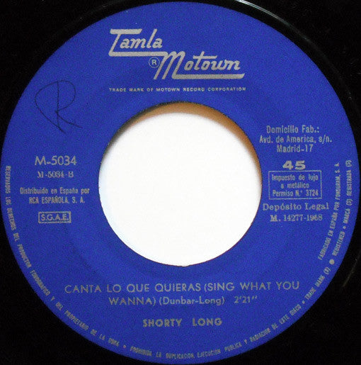 Shorty Long  - Aqui Viene El Juez / Canta Lo Que Quieras (7", Single)
