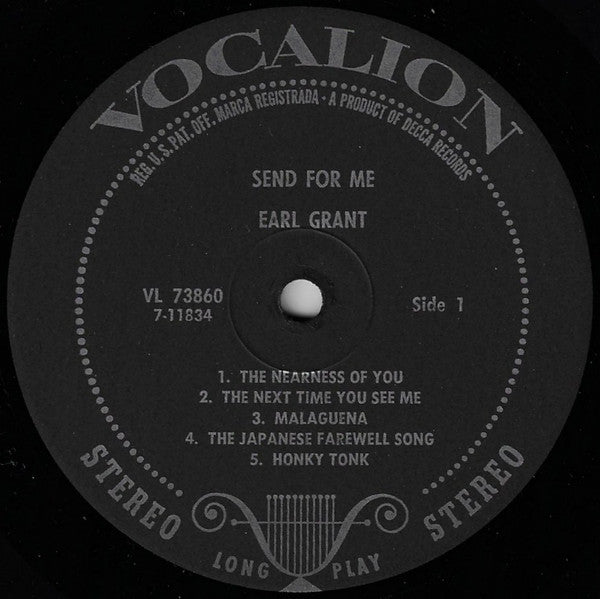 Earl Grant - Send For Me (LP, Album, Pin)