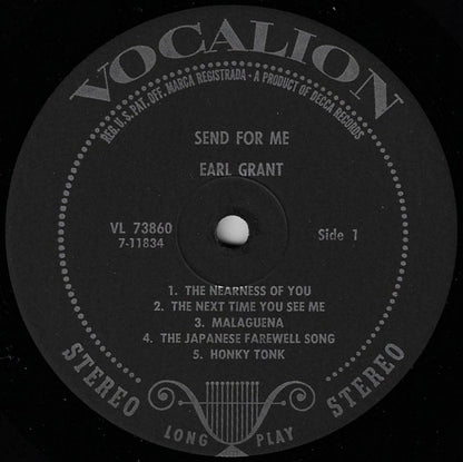 Earl Grant - Send For Me (LP, Album, Pin)