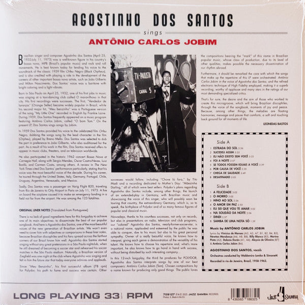 Agostinho Dos Santos : Sings Antonio Carlos Jobim (LP, Comp, Ltd, 180)