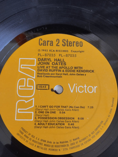 Daryl Hall & John Oates With David Ruffin & Eddie Kendrick* : Live At The Apollo (LP, Album)
