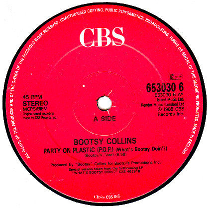 Bootsy Collins : Party On Plastic (12", Single)