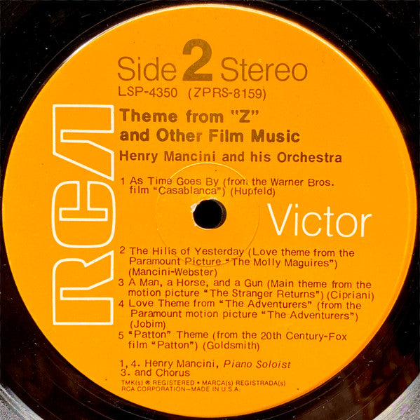 Henry Mancini And His Orchestra : Theme From "Z" And Other Film Music (LP, Roc)