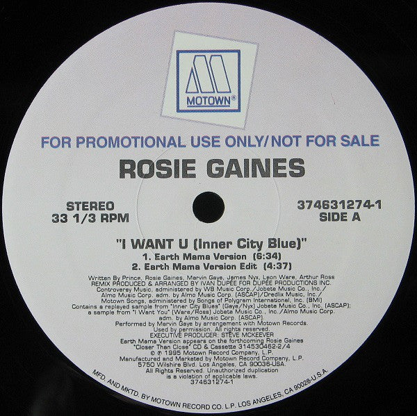 Rosie Gaines - I Want U (Inner City Blue) (12", Single, Promo)