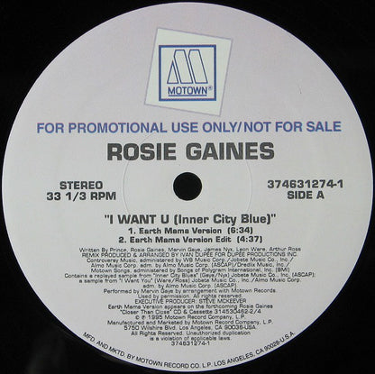 Rosie Gaines - I Want U (Inner City Blue) (12", Single, Promo)