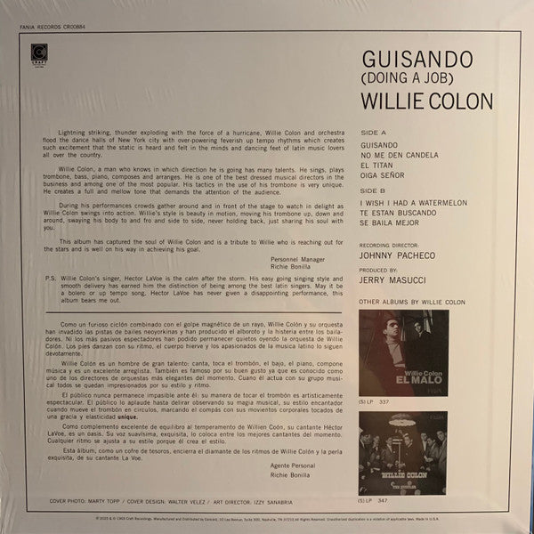 Willie Colon* Canta Hector LaVoe* - Guisando/Doing A Job (LP, Album, RE, RM)