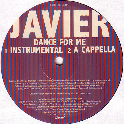Javier Colon : Dance For Me (Reggaeton Mix) (12", Single)