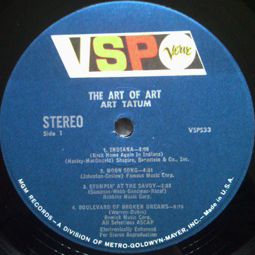 Art Tatum : The Art Of Art (LP, Comp, RE)
