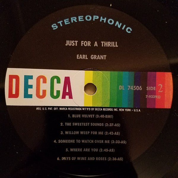 Earl Grant : Just For A Thrill (LP, Album)