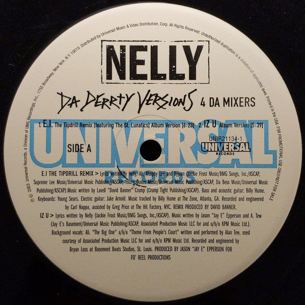 Nelly : Da Derrty Versions (4 Da Mixers) (12", Promo)