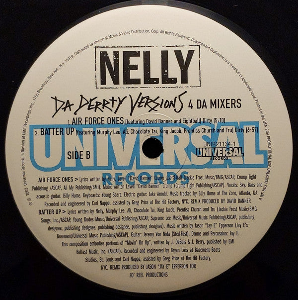 Nelly : Da Derrty Versions (4 Da Mixers) (12", Promo)