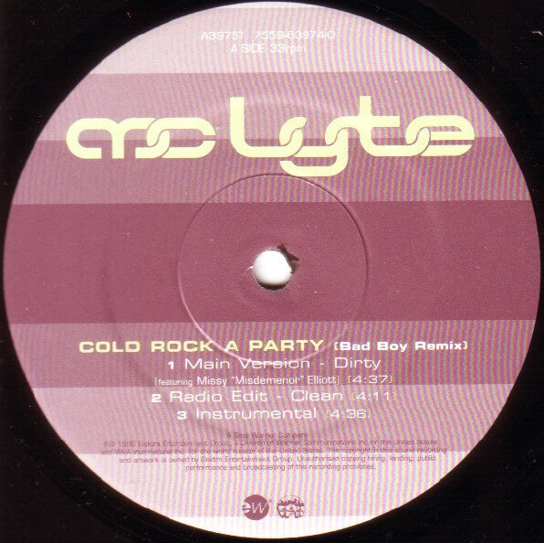 MC Lyte : Cold Rock A Party (Bad Boy Remix) (12")
