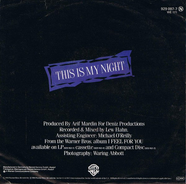 Chaka Khan : This Is My Night (7", Single)