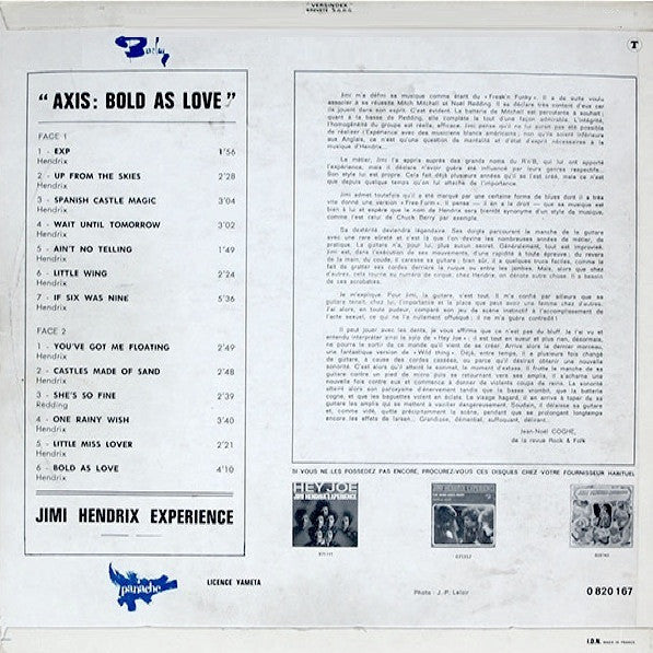 The Jimi Hendrix Experience : Axis: Bold As Love (LP, Album)