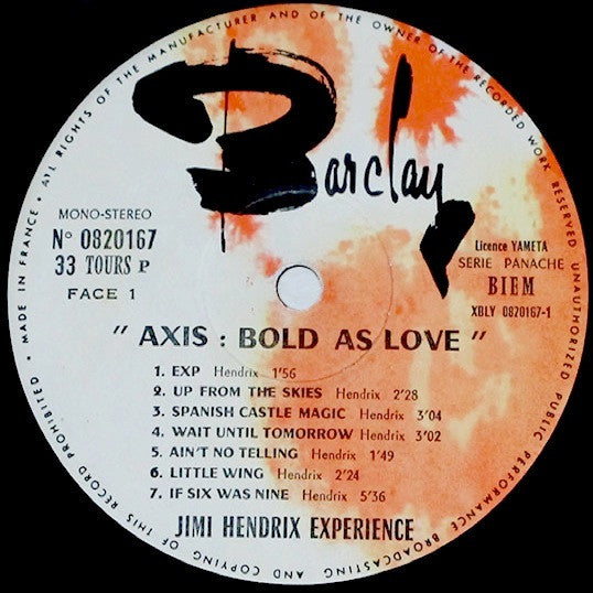 The Jimi Hendrix Experience : Axis: Bold As Love (LP, Album)