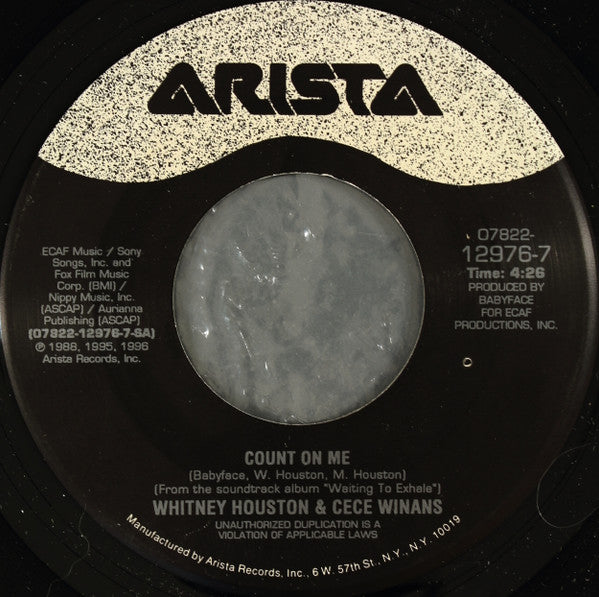 Whitney Houston & CeCe Winans : Count On Me (7", Single)