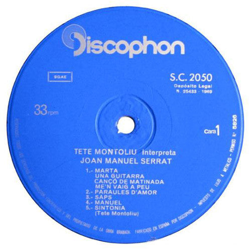 Tete Montoliu : Interpreta A Serrat (LP, Album, Gat)
