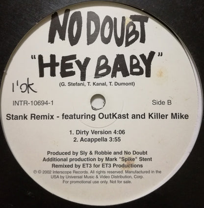 No Doubt : Hey Baby (Stank Remix) (12", Promo)