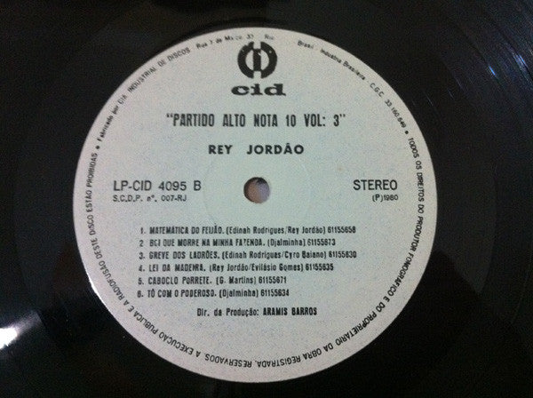Bezerra Da Silva E Rey Jordão - Partido Alto Nota 10 Vol. 3 (LP, Album)
