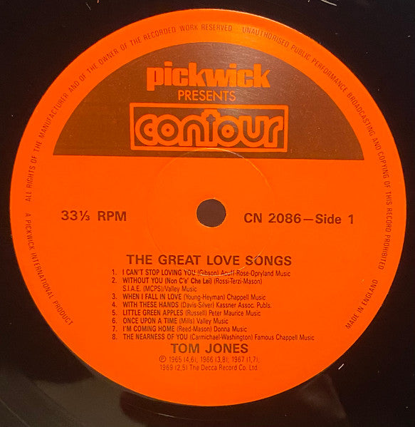Tom Jones - The Great Love Songs (LP, Comp, Tit)
