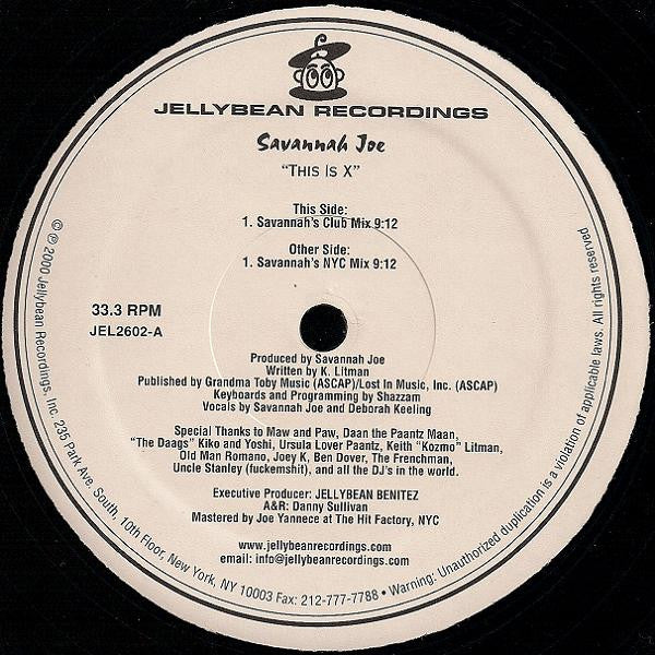 Savannah Joe : This Is X (12")