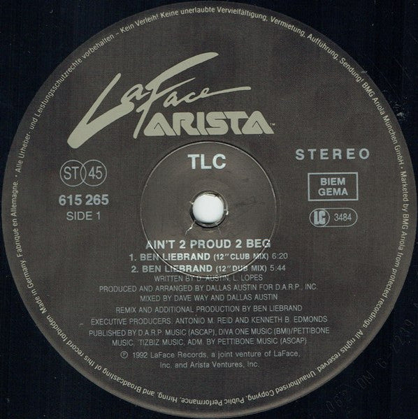 TLC - Ain't 2 Proud 2 Beg (12")