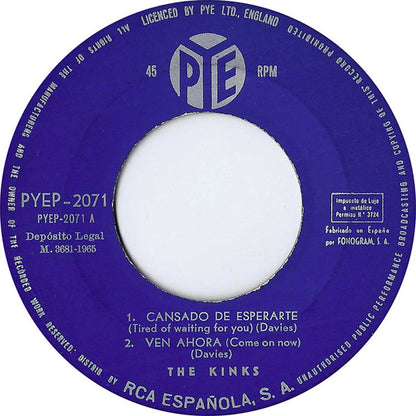 The Kinks - Cansado De Esperarte / Ven Ahora / Todos Serán Felices / ¿Quien Sera El Proximo? (7", EP, Bla)