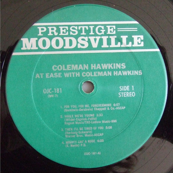 Coleman Hawkins : At Ease With Coleman Hawkins (LP, Album, RE)