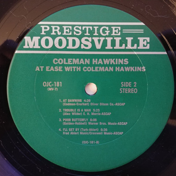Coleman Hawkins : At Ease With Coleman Hawkins (LP, Album, RE)
