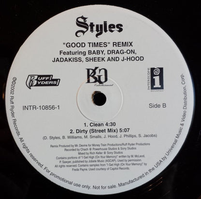 Styles P : Good Times (Remix) (12", Promo)