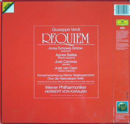 Verdi* - Anna Tomowa-Sintow, Agnes Baltsa, José Carreras, José Van Dam / Konzertvereinigung Wiener Staatsopernchor, Wiener Philharmoniker, Chor Der Nationaloper Sofia*, Herbert von Karajan : Requiem (2xLP + Box)