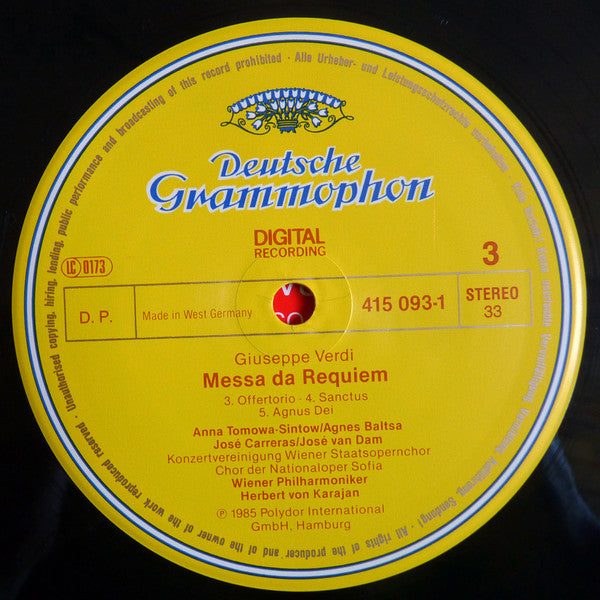 Verdi* - Anna Tomowa-Sintow, Agnes Baltsa, José Carreras, José Van Dam / Konzertvereinigung Wiener Staatsopernchor, Wiener Philharmoniker, Chor Der Nationaloper Sofia*, Herbert von Karajan : Requiem (2xLP + Box)