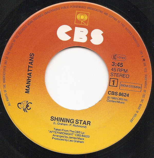 Manhattans : Shining Star (7", Single)