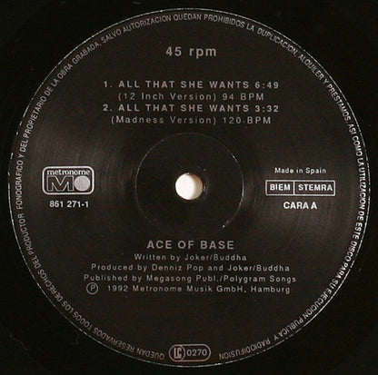 Ace Of Base : All That She Wants (12", Single)