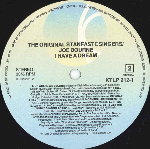 Joe Bourne & The Original Stanfaste Singers* - I Have A Dream (LP, Album)