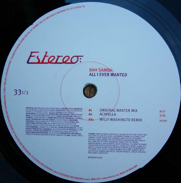 Bah Samba - All I Ever Wanted (12")