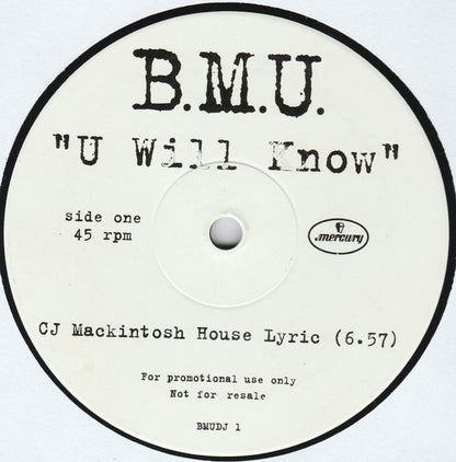 B.M.U. - U Will Know (12", Promo)